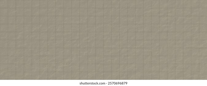 Beige tiled background with a textured, stone-like appearance. The background features a grid pattern in beige color, adding a rustic feel. Grid pattern background vector. Beige background.