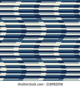 Beige and Tonal Blue Moiré Effect Textured Curves Pattern