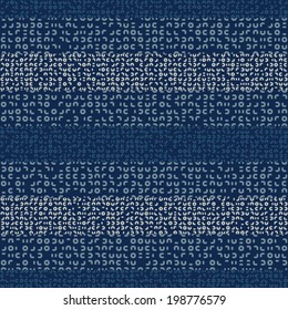 Beige and Tonal Blue Glitch Effect Textured Striped Pattern