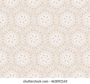 Beige tones. Abstract vector illustration with intricate sketches of geometric shapes. For interior decoration, textile industry, printing industry.