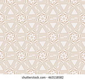 Beige tones. Abstract vector illustration with intricate geometric patterns. For interior decoration, textile industry, printing industry.