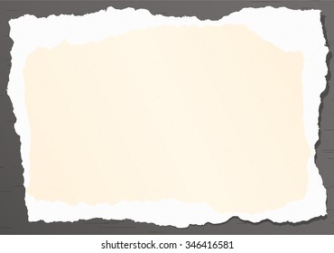 Beige torn grainy paper on gray background