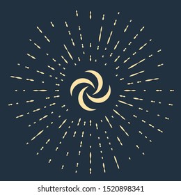 Beige Tornado icon isolated on dark blue background. Cyclone, whirlwind, storm funnel, hurricane wind or twister weather icon. Abstract circle random dots. Vector Illustration