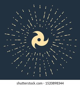 Beige Tornado icon isolated on dark blue background. Cyclone, whirlwind, storm funnel, hurricane wind or twister weather icon. Abstract circle random dots. Vector Illustration