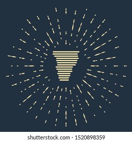 Beige Tornado icon isolated on dark blue background. Cyclone, whirlwind, storm funnel, hurricane wind or twister weather icon. Abstract circle random dots. Vector Illustration