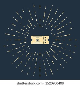 Beige Train ticket icon isolated on dark blue background. Travel by railway. Abstract circle random dots. Vector Illustration