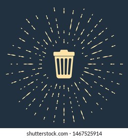 Beige Trash can icon isolated on dark blue background. Garbage bin sign. Abstract circle random dots. Vector Illustration