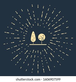 Beige Trees icon isolated on blue background. Forest symbol. Abstract circle random dots. Vector Illustration