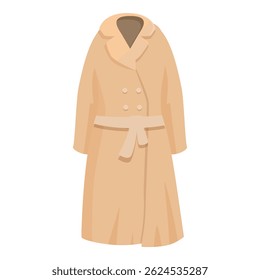 Beige trench coat with belt, warm clothes for autumn or spring