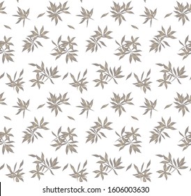 Beige Tropical Floral seamless Pattern in white background for fashion prints, swimwear, graphics, wallpaper, crafts