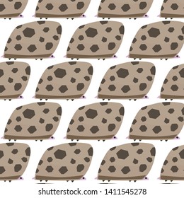 A beige turtle walking with a huge hull full of dots.Cartoon vector style.

