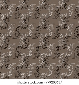 Beige twig on brown seamless pattern. Fashion graphic background design. Modern stylish abstract texture. Colorful template for prints, textiles, wrapping, wallpaper, website, etc Vector illustration