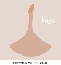 Beige unusual vase in flat modern style. Text Vase. Template for postcard, banner, invitation, poster. Vector illustration.