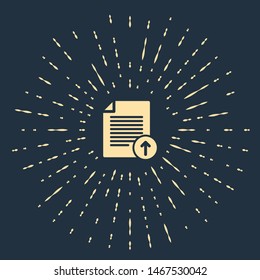 Beige Upload file icon isolated on dark blue background. File document symbol. Document arrow. Abstract circle random dots. Vector Illustration