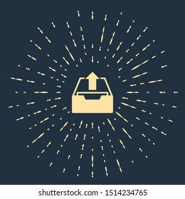 Beige Upload inbox icon isolated on dark blue background. Extract files from archive. Abstract circle random dots. Vector Illustration