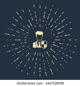Beige User protection icon isolated on dark blue background. Secure user login, password protected, personal data protection, authentication icon. Abstract circle random dots. Vector Illustration