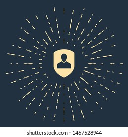 Beige User protection icon isolated on dark blue background. Secure user login, password protected, personal data protection, authentication icon. Abstract circle random dots. Vector Illustration