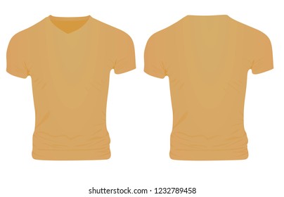 Beige V Neck T Shirt. Vector Illustration