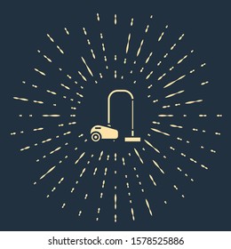 Beige Vacuum cleaner icon isolated on blue background. Abstract circle random dots. Vector Illustration