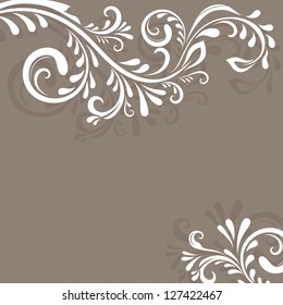 Beige vector background with floral ornament and copy space.