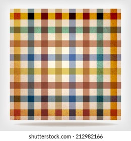 beige vector background pattern lines in orange, blue, red, yellow, teal, green, gold, and orange, checkerboard wallpaper striped background pattern with vintage distressed texture, eps10 vector