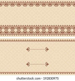 beige vector card with brown arabic ornament