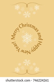 beige vector greeting card for christmas with snowflakes