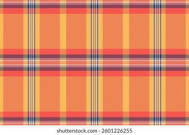 Beige vector textile pattern, linear texture seamless background. Cover fabric check tartan plaid in red and amber colors palette.