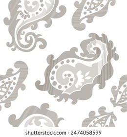 Beige Vertikale Blumendamasenmuster