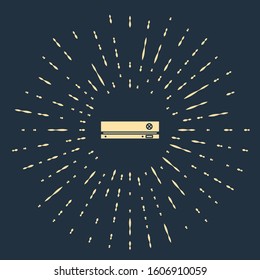 Beige Video game console icon isolated on blue background. Abstract circle random dots. Vector Illustration