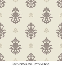 Beige Vintage Damask Luxury Decorative Fabric Pattern