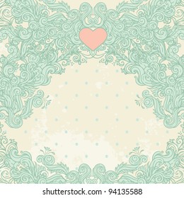 Beige vintage valentine frame in vector