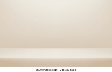 Beige wall Background. Minimal 3d shelf. Room in the 3d. Space for selling products on the website. Beige Background Empty Room Studio with table. Vector illustration.