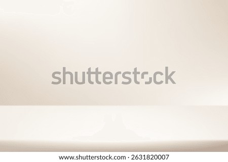 Beige wall Background. Minimal 3d shelf. Room in the 3d. Space for selling products on the website. Cream Background Empty Room Studio with table. Vector illustration.