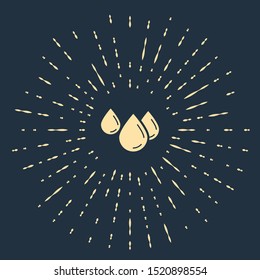 Beige Water drop icon isolated on dark blue background. Abstract circle random dots. Vector Illustration