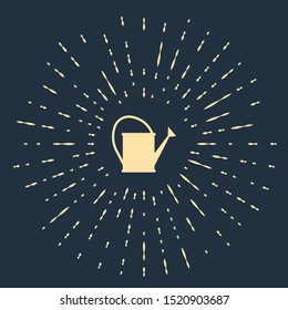 Beige Watering can icon isolated on dark blue background. Irrigation symbol. Abstract circle random dots. Vector Illustration