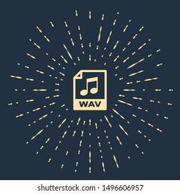 Beige WAV file document. Download wav button icon isolated on dark blue background. WAV waveform audio file format for digital audio riff files. Abstract circle random dots. Vector Illustration