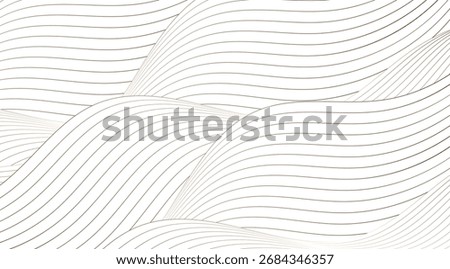 Beige wavy lines on a white backdrop create a gentle, flowing wave pattern with parallel lines and smooth curves for a serene and minimalist background design effect
