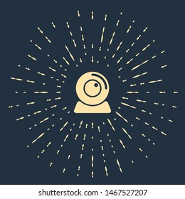 Beige Web camera icon isolated on dark blue background. Chat camera. Webcam icon. Abstract circle random dots. Vector Illustration