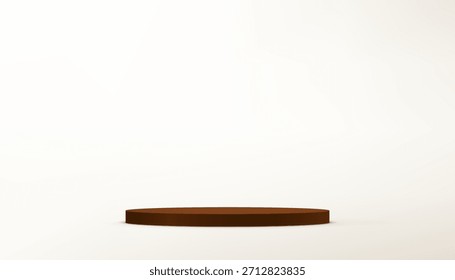 Estudio de habitación vacía de fondo beige y blanco con podio marrón Espacio para la venta de productos. Ilustración vectorial.