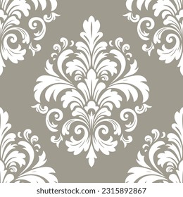 Beige und weiße Damast Vektor nahtlos Muster. Vintage, Paisley-Elemente. Traditionelle türkische Motive. Ideal für Gewebe und Textilien, Tapeten, Verpackungen oder jede erwünschte Idee.