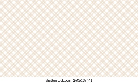 Beige and white diagonal plaid background. Checkered seamless pattern