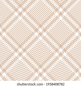 Beige and white diagonal plaid. Seamless vector check pattern suitable for fashion, home decor and stationary