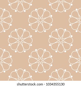 Beige and white floral ornament. Seamless pattern for textile and wallpapers