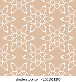Beige and white floral ornament. Seamless pattern for textile and wallpapers