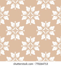 Beige and white floral ornament. Seamless pattern for textile and wallpapers