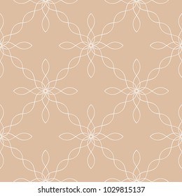 Beige and white geometric ornament. Seamless pattern for web, textile and wallpapers