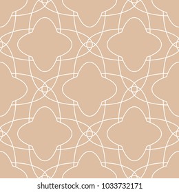 Beige and white geometric ornament. Seamless pattern for web, textile and wallpapers