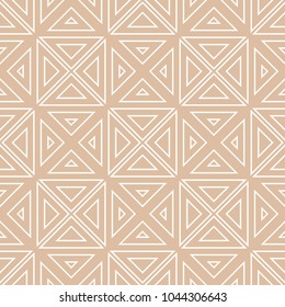 Beige and white geometric ornament. Seamless pattern for web, textile and wallpapers