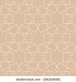 Beige and white geometric ornament. Seamless pattern for web, textile and wallpapers